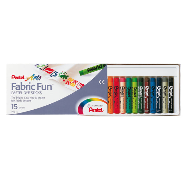 PENTEL - PTS-15 - Pastelli per tessuto Fabric Fun - 15 colori assortiti - Pentel - astuccio 15 pastelli