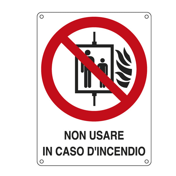 CARTELLI SEGNALATORI - E622001K - Cartello segnalatore - 11,5x16 cm - NON USARE IN CASO D'INCENDIO - alluminio - Cartelli Segnalatori