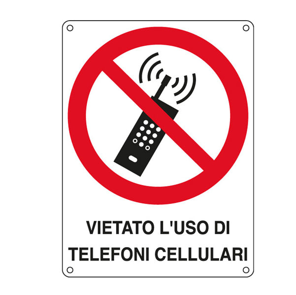 CARTELLI SEGNALATORI - E623801W - Cartello segnalatore - 16,6x23,3 cm - VIETATO L'USO DI TELEFONI CELLULARI - alluminio - Cartelli Segnalatori