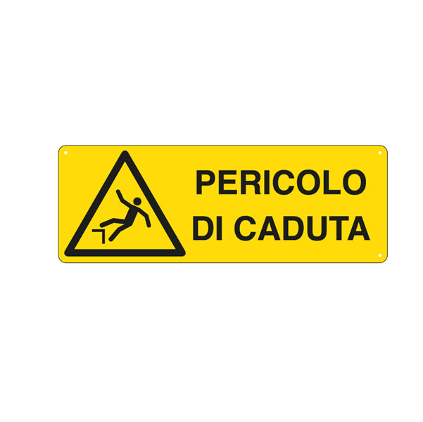 CARTELLI SEGNALATORI - E1757K - Cartello segnalatore - 35x12,5 cm - PERICOLO DI CADUTA - alluminio - Cartelli Segnalatori