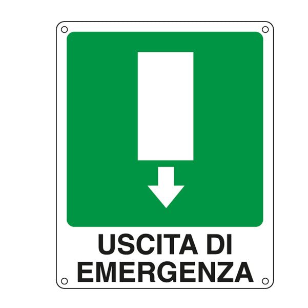 CARTELLI SEGNALATORI - 20107X - Cartello segnalatore - 25x31 cm - USCITA DI EMERGENZA - alluminio - Cartelli Segnalatori