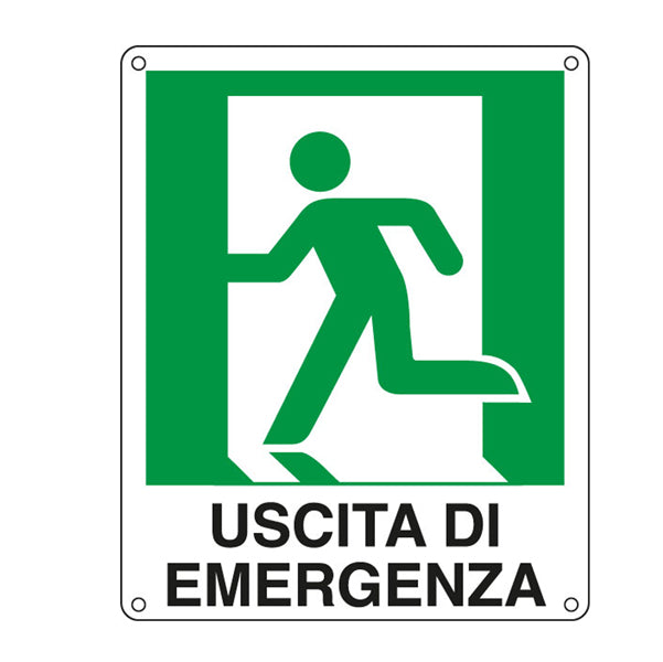 CARTELLI SEGNALATORI - E20105X - Cartello segnalatore - 25x31 cm - USCITA DI EMERGENZA (sinistra) - alluminio - Cartelli Segnalatori