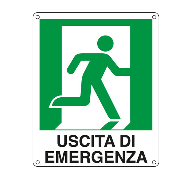 CARTELLI SEGNALATORI - E20106X - Cartello segnalatore - 25x31 cm - USCITA DI EMERGENZA (destra) - alluminio - Cartelli Segnalatori