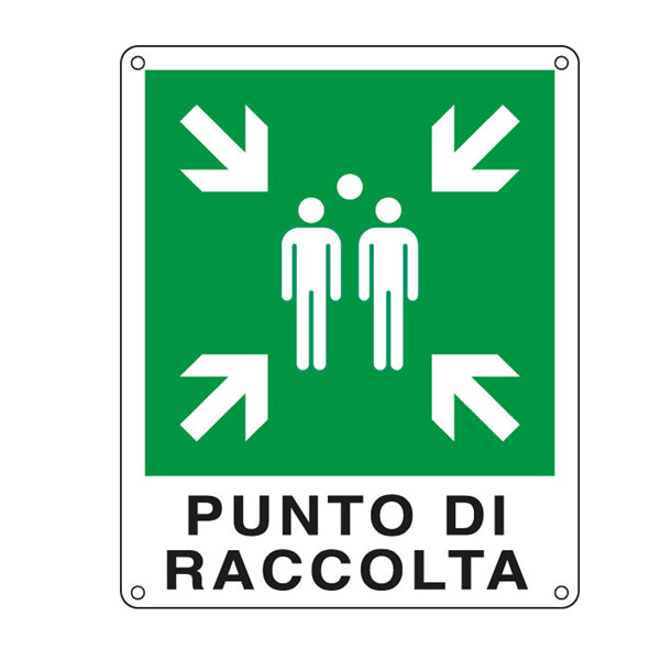 CARTELLI SEGNALATORI - E20153X - Cartello segnalatore - 25x31 cm - PUNTO DI RACCOLTA - alluminio - Cartelli Segnalatori