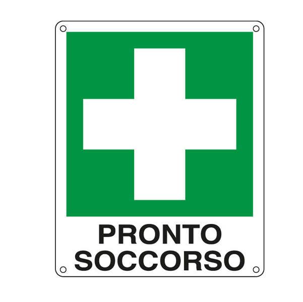 CARTELLI SEGNALATORI - E20101K - Cartello segnalatore - 12x14,5 cm - PRONTO SOCCORSO - alluminio - Cartelli Segnalatori