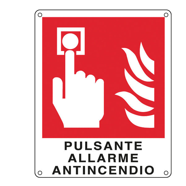 CARTELLI SEGNALATORI - E20174K - Cartello segnalatore - 12x14,5 cm - PULSANTE ALLARME ANTINCENDIO - alluminio - Cartelli Segnalatori