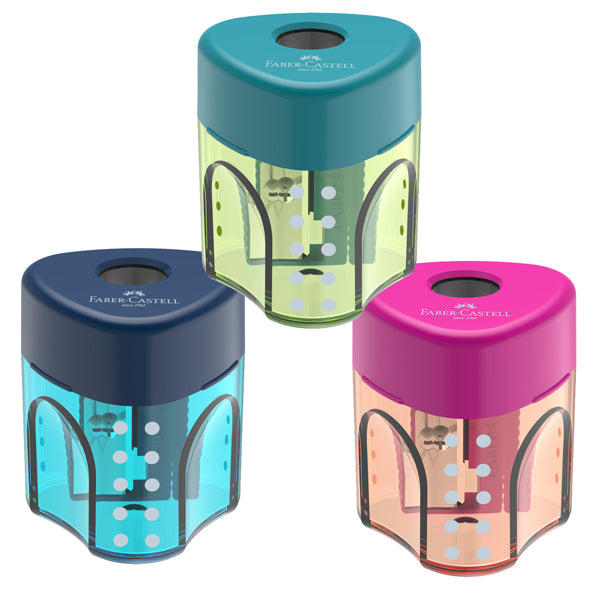FABER-CASTELL - 183405 - Temperamatite con contenitore - 1 foro - triangolare - con serbatoio - Faber Castell