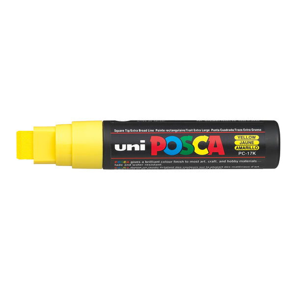 UNI MITSUBISHI - M PC17K G - Marcatore a base d'acqua Uni Posca PC17K - punta extra large a scalpello 15,0mm - giallo - Uni Mitsubishi