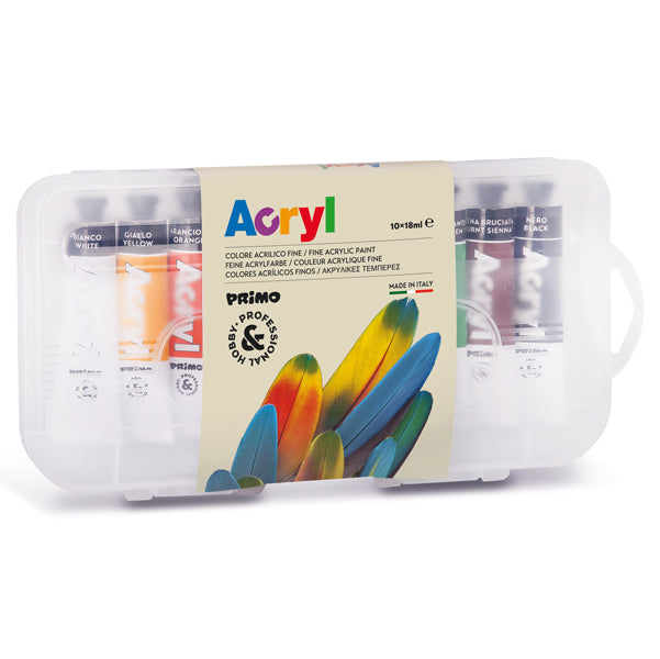 PRIMO - MOROCOLOR - 405TA10SP - Colori a olio e acrilici - 18ml - colori assortiti - Primo - astuccio 10 colori