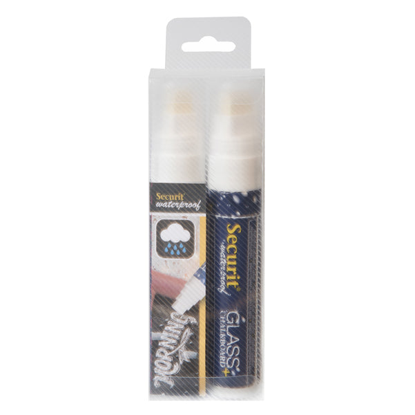 SECURIT - SMA820-V2-WT - Marcatore a gesso liquido waterproof - punta fine 7,00 - 15,00 mm - bianco - Securit - conf. 2 pezzi