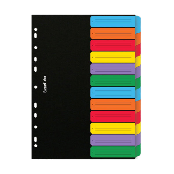 DOX - D26612 - Separatore Dox - 12 tasti neutri colorati - cartoncino 240 gr - A4 - multicolore - Esselte Dox