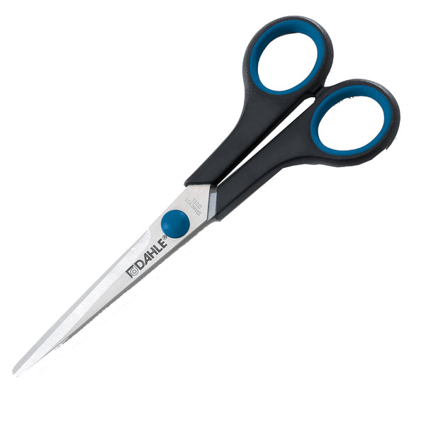DAHLE - R054407 - Forbici Comfort Grip - impugnatura in gomma morbida - lama in acciaio inox - 18 cm - blu-grigio - Dahle
