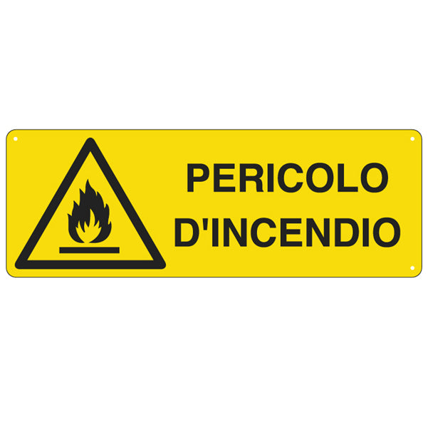 CARTELLI SEGNALATORI - E1712K - Cartello segnalatore - 35x12,5 cm - PERICOLO D'INCENDIO - alluminio - Cartelli Segnalatori