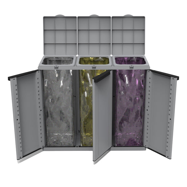 TERRY - 1003056 - Contenitore EcoCab 3 per raccolta differenziata - 102x39x88,7 cm - 3 portasacco da 110 L ciascuno - Terry