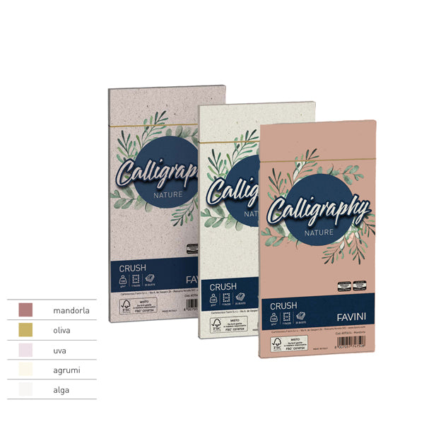 FAVINI - A57N104 - Busta Calligraphy Nature - 110 x 220 mm - 120 gr - verde oliva - Favini - conf. 25 pezzi