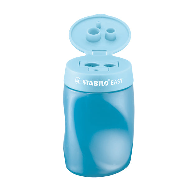STABILO - 4501-2 - Temperamatite Easy con contenitore - 3 fori - ergonomico - blu - per mancini - Stabilo