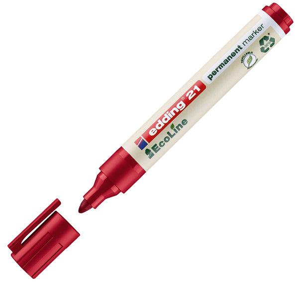 EDDING - 4-21002 - Marcatore 21 Ecoline - punta conica da 1,50-3,00mm - rosso - inchiostro permanente - Edding