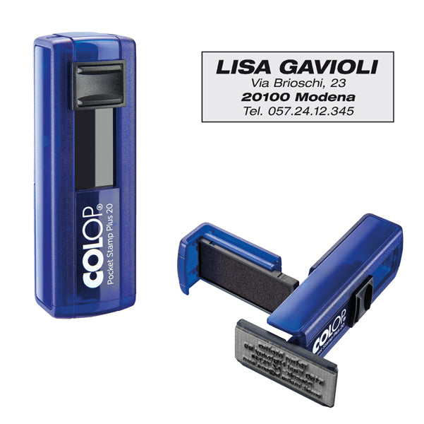 COLOP - PSP20IN - Timbro Pocket Stamp Plus 20 - 14x38 mm - 4 righe - autoinchiostrante - Colop