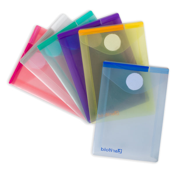 TARIFOLD - B510219 - Buste con velcro - PP - formato verticale - 8 x 11,5 cm - colori assortiti - Tarifold - set 6 colori