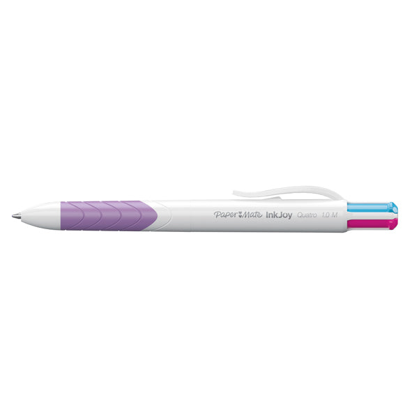 PAPERMATE - S0977270 - Penna a sfera a scatto multifunzione Inkjoy Quatro Fun - rosa, verde chiaro, viola, turchese - punta 1,0mm - Papermate