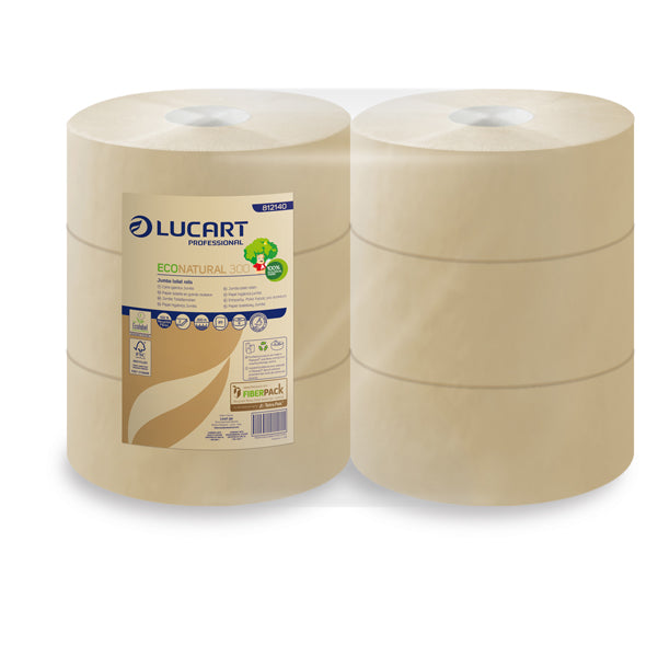 Lucart - 812140AP - Carta igienica EcoNatural Maxi Jumbo - 9,1 cm x 300 mt - 15,5 gr - diametro 24,5 cm - Lucart