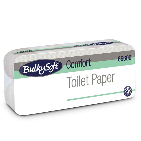 BulkySoft - 66600 - Carta igienica Comfort - 2 veli - 16 gr - diametro 10,5 cm - 9,5 cm x15,2 mt -145 strappi - BulkySoft - pacco 10 rotoli