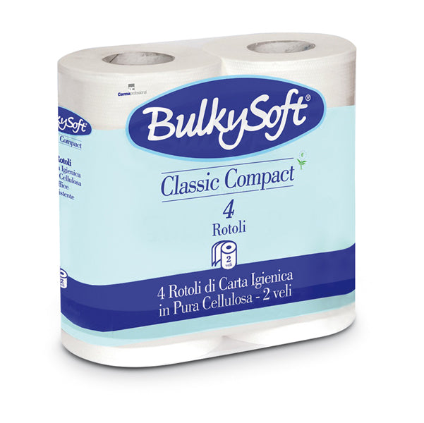 BulkySoft - 66440 - Carta igienica Classic - 2 veli - 16 gr - 10 cm x 52,5 mt - diametro 11,5 cm - 500 strappi - BulkySoft - pacco 4 rotoli