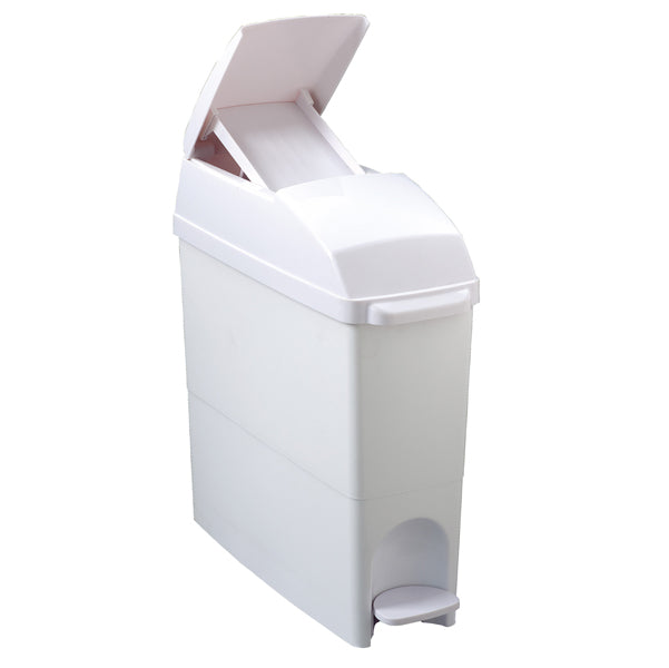 MEDIALINTERNATIONAL - 104081 - Contenitore igienico a pedale - 17x43x48 cm - coperchio blocca sacco - 18 L - bianco - Medial International