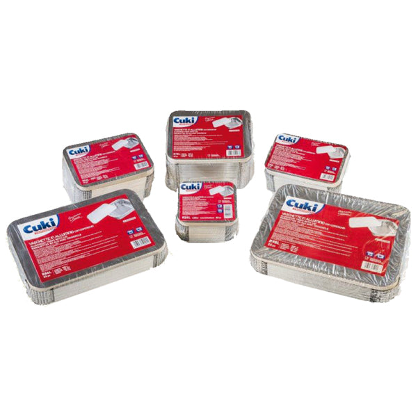 Cuki Professional - 152705897 - Contenitore in alluminio - 20,2 x 13,7 x 5 cm - 3 porzioni - coperchio incluso - Cuki Professional - pack 50 pezzi