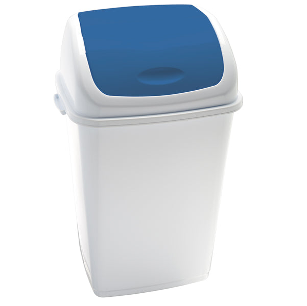 MEDIALINTERNATIONAL - 909055 - Pattumiera con coperchio basculante Rif - 44x33x68 cm - 50 L - bianco-blu - Medial International