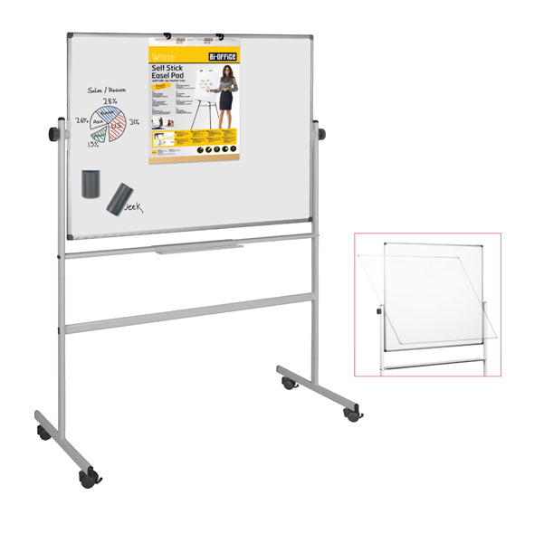 BI-OFFICE - QR0203 - Lavagna magnetica girevole Professional - 90 x 120 cm - bianco - Bi-Office
