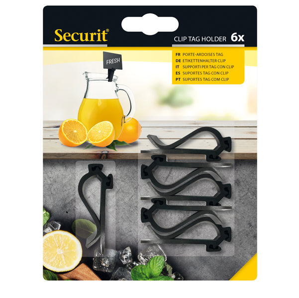 SECURIT - TAG-HLD-CP - Supporti clip per targhette - Securit - set 6 pezzi