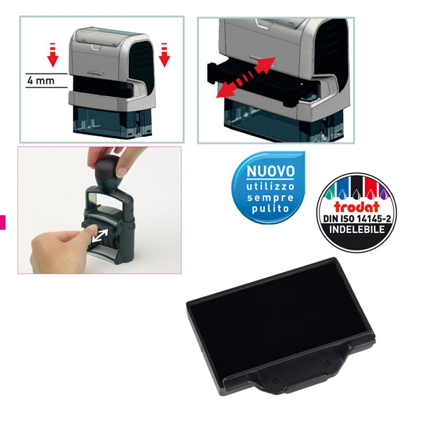 TRODAT - 1524 - Tampone di ricambio 6-53 - nero - Trodat - conf. 3 pezzi