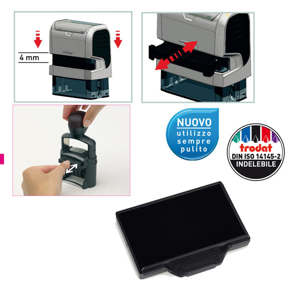 TRODAT - 1528 - Tampone di ricambio 6-56 - nero - Trodat - conf. 3 pezzi