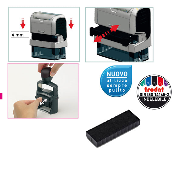 TRODAT - 1421 - Tampone di ricambio 6-4817 - nero - Trodat - conf. 3 pezzi