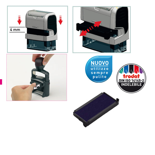 TRODAT - 1512 - Tampone di ricambio 6-4915 - blu - Trodat - conf. 3 pezzi