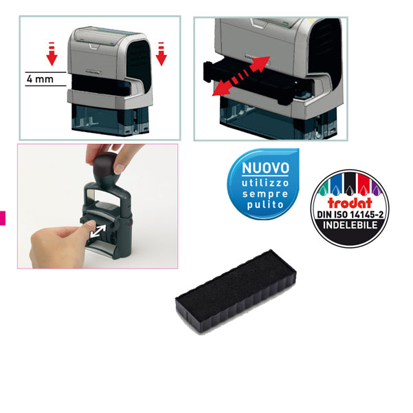 TRODAT - 1493 - Tampone di ricambio 6-4912 - nero - Trodat - conf. 3 pezzi