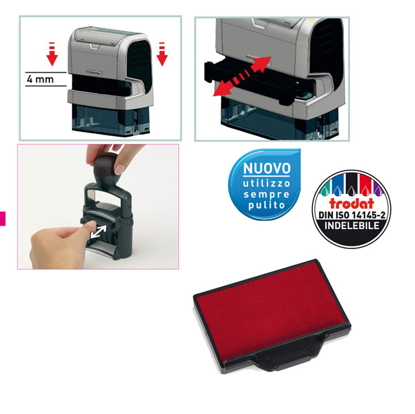 TRODAT - 1531 - Tampone di ricambio 6-56 - rosso - Trodat - conf. 3 pezzi