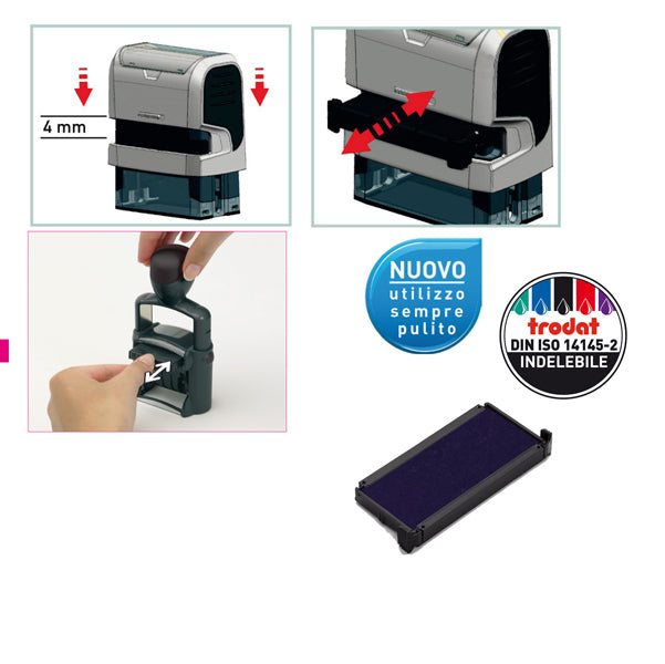 TRODAT - 1498 - Tampone di ricambio 6-4913 - blu - Trodat - conf. da 3 pezzi