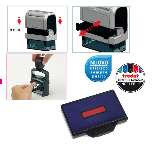 TRODAT - 1532 - Tampone di ricambio 6-56-2 - blu-rosso - Trodat - conf. 3 pezzi