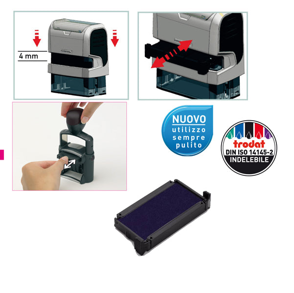 TRODAT - 1491 - Tampone di ricambio 6-4911 - blu - Trodat - conf. 3 pezzi