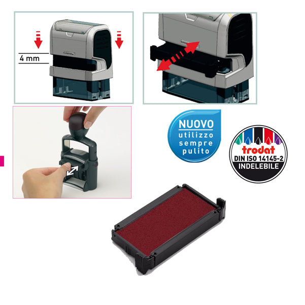 TRODAT - 1428 - Tampone di ricambio 6-4910 - rosso - Trodat - conf. 3 pezzi