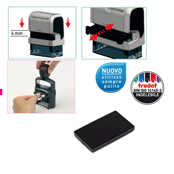TRODAT - 1514 - Tampone di ricambio 6-4926 - nero - Trodat - conf. 3 pezzi