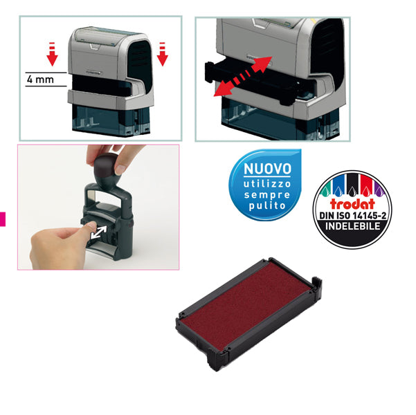 TRODAT - 1495 - Tampone di ricambio 6-4912 - rosso - Trodat - conf. 3 pezzi