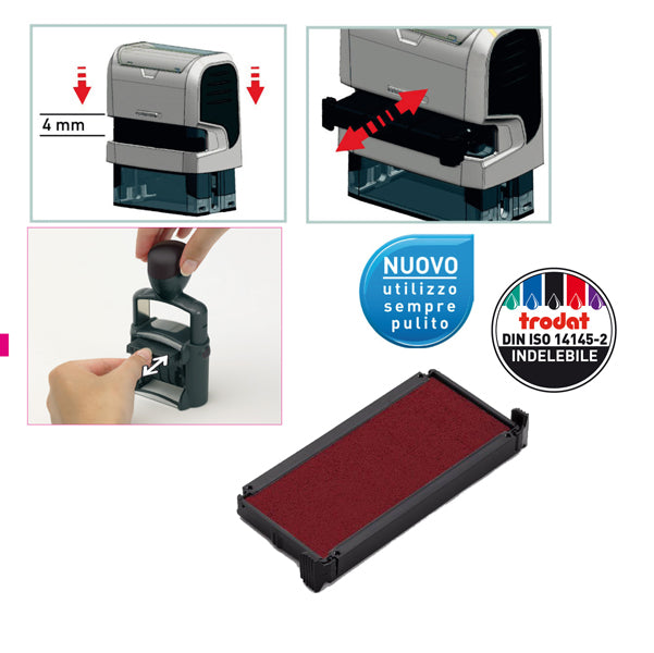 TRODAT - 1513 - Tampone di ricambio 6-4915 - rosso - Trodat - conf. 3 pezzi