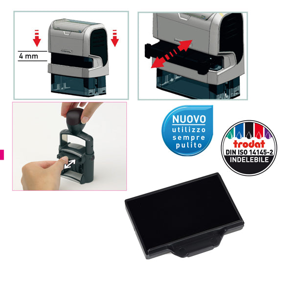 TRODAT - 1533 - Tampone di ricambio 6-58 - nero - Trodat - conf. 3 pezzi