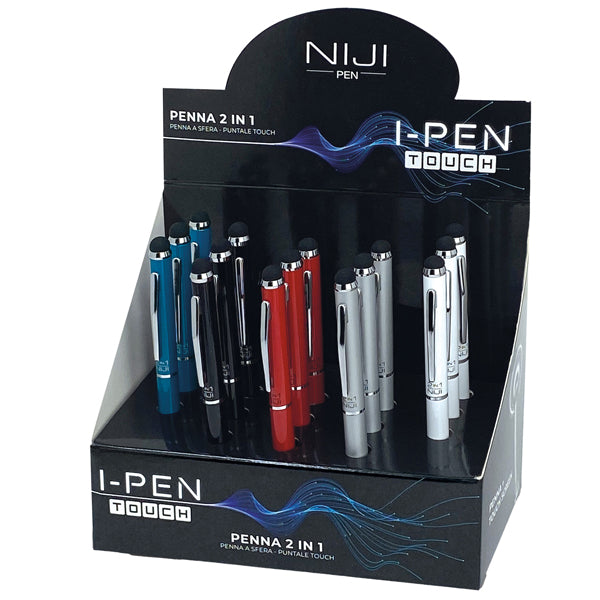 LEBEZ - 60083 - Penna a sfera mini I-PEN 2 in1 - puntale touch - colori assortiti - Niji - expo 15 pezzi - 83760 - Conf. da 1 Pz.