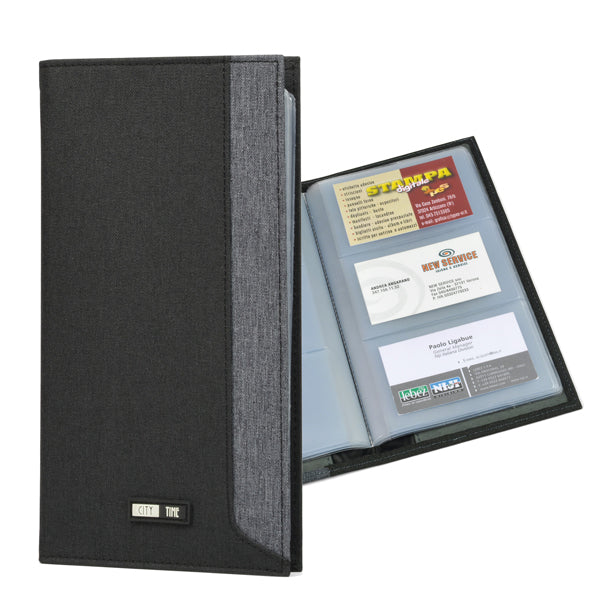 City Time - 61510 - Portabiglietti in tessuto - 12 x 23 cm - capacitA' 64 biglietti - nero-grigio - City Time