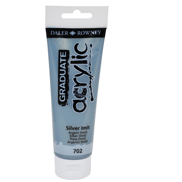DALER ROWNEY - D123120702 - Colore acrilico fine Graduate - 120 ml - argento imitazione - Daler Rowney