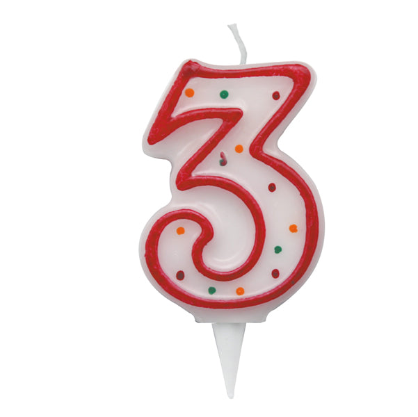 BIG PARTY - CC06033 - Candelina Zuccherino - numero 3 - H 8.5 cm - Big party